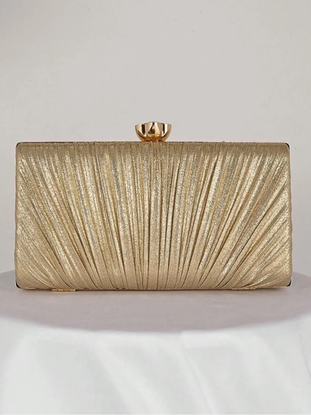 Gold Pleated Evening Clutch - Elegant Women's Bag